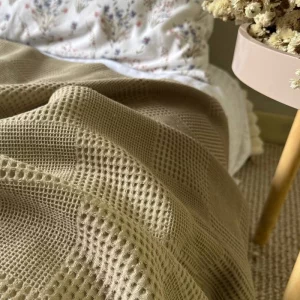 Покривало Вафельне Клітинка Горіхового кольору 100% Бавовна