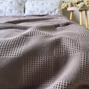 Покривало Вафельне Клітинка Графітового кольору 100% Бавовна