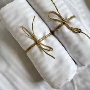 Комплект Постіль Сатинова Полоска Білого Кольору 100% Бавовна